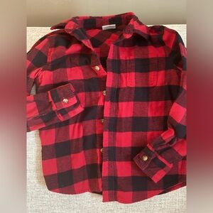 Jumping Beans Red and Black Plaid Kids Shirt Sz 6 Cotton Long Sleeves
